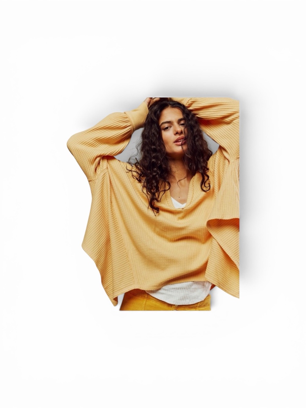 Free people Oversized Waffle Knit Pullover Sweater - Yellow - Picture 6 of 8